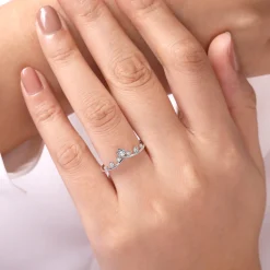 Best Gabriel & Co. 14K White Gold Diamond Chevron Ring