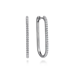 Gabriel & Co. 14K White Gold Diamond Classic Elongated Oval Hoop Earrings