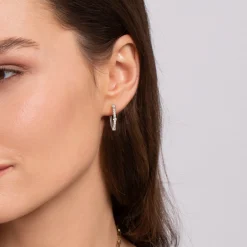Best Gabriel & Co. 14K White Gold Diamond Classic Hoop Earrings