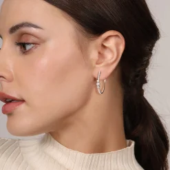Sale Gabriel & Co. 14K White Gold Diamond Classic Hoop Earrings