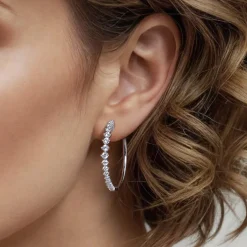 Gabriel & Co. 14K White Gold Diamond Classic Hoop Earrings