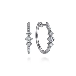 Sale Gabriel & Co. 14K White Gold Diamond Classic Hoop Earrings