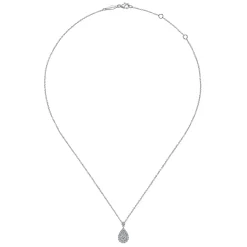 Outlet Gabriel & Co. 14K White Gold Diamond Classic Teardrop Pendant Necklace