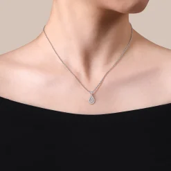 Outlet Gabriel & Co. 14K White Gold Diamond Classic Teardrop Pendant Necklace