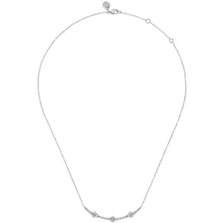 Best Gabriel & Co. 14K White Gold Diamond Clover Bar Necklace