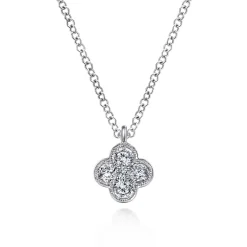Online Gabriel & Co. 14K White Gold Diamond Clover Pendant Necklace
