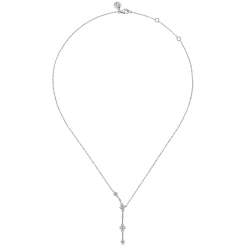 Clearance Gabriel & Co. 14K White Gold Diamond Clover Station Y Necklace