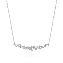 Hot Gabriel & Co. 18K White Gold Diamond Cluster Curved Bar Necklace