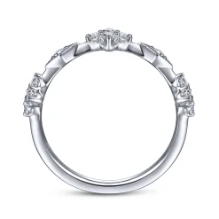 Outlet Gabriel & Co. 14K White Gold Diamond Cluster Station Ring