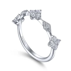 Outlet Gabriel & Co. 14K White Gold Diamond Cluster Station Ring