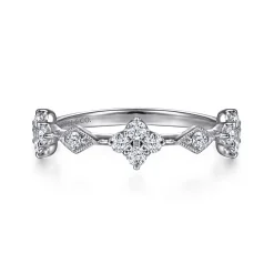 Outlet Gabriel & Co. 14K White Gold Diamond Cluster Station Ring