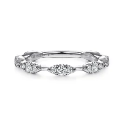 Discount Gabriel & Co. 14K White Gold Diamond Cluster Station Stackable Ring