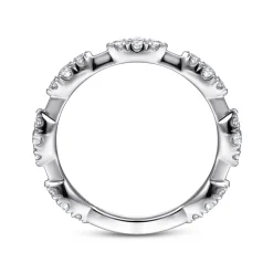 Discount Gabriel & Co. 14K White Gold Diamond Cluster Station Stackable Ring