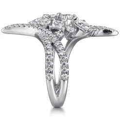 Best Gabriel & Co. 18K White Gold Diamond Cluster Statement Ring