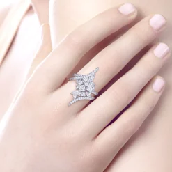 Best Gabriel & Co. 18K White Gold Diamond Cluster Statement Ring
