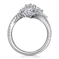 Best Gabriel & Co. 18K White Gold Diamond Cluster Statement Ring