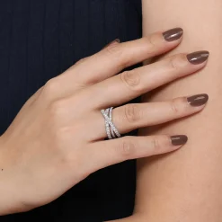 Gabriel & Co. 14K White Gold Diamond Criss Cross Ring