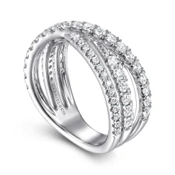 Gabriel & Co. 14K White Gold Diamond Criss Cross Ring