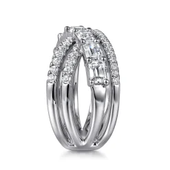 New Gabriel & Co. 18K White Gold Diamond Criss Cross Ladies Ring