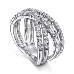 New Gabriel & Co. 18K White Gold Diamond Criss Cross Ladies Ring