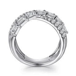 New Gabriel & Co. 18K White Gold Diamond Criss Cross Ladies Ring