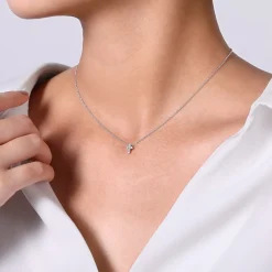 Discount Gabriel & Co. 14K White Gold Diamond Cross Necklace