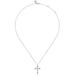 New Gabriel & Co. 14K White Gold Diamond Cross Pendant Necklace