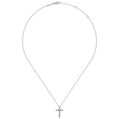 New Gabriel & Co. 14K White Gold Diamond Cross Pendant Necklace