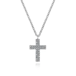 New Gabriel & Co. 14K White Gold Diamond Cross Pendant Necklace