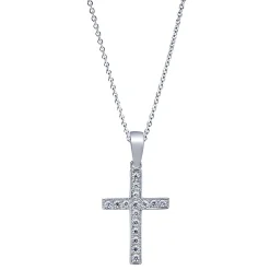 Discount Gabriel & Co. 14K White Gold Diamond Cross Pendant Necklace