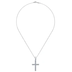 Discount Gabriel & Co. 14K White Gold Diamond Cross Pendant Necklace