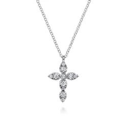 Gabriel & Co. 14K White Gold Diamond Cross Pendant Necklace