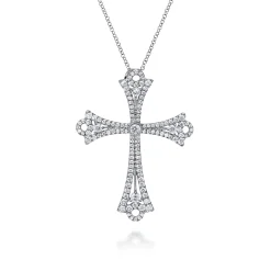 Discount Gabriel & Co. 18K White Gold Diamond Cross Pendant Necklace