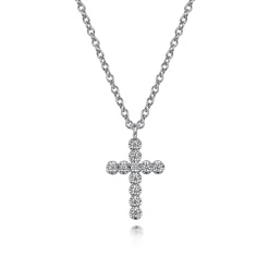 Clearance Gabriel & Co. 14K White Gold Diamond Cross Pendant Necklace