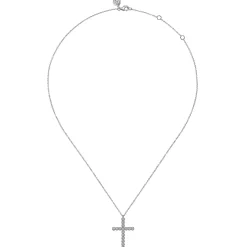 Gabriel & Co. 14K White Gold Diamond Cross Pendant Necklace