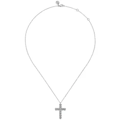 Sale Gabriel & Co. 14K White Gold Diamond Cross Pendant Necklace