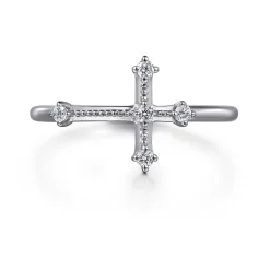 Online Gabriel & Co. 14K White Gold Diamond Cross Ring