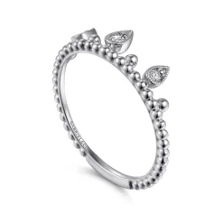 Sale Gabriel & Co. 14K White Gold Diamond Crown Bujukan Ring