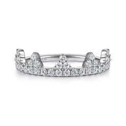New Gabriel & Co. 14K White Gold Diamond Crown Ring