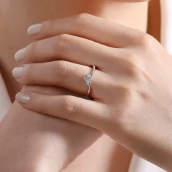 Gabriel & Co. 14K White Gold Diamond Curved Anniversary Band - 0.06 ct