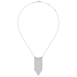 Online Gabriel & Co. 14K White Gold Diamond Curved Bar and Waterfall Chain Necklace
