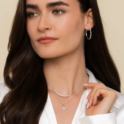 Clearance Gabriel & Co. 14K White Gold Diamond Curved Bar Necklace