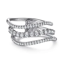 Hot Gabriel & Co. 14K White Gold Diamond Curved Easy Stackable Ring
