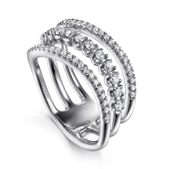 Hot Gabriel & Co. 14K White Gold Diamond Curved Easy Stackable Ring