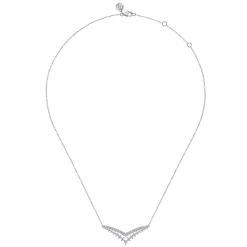 Online Gabriel & Co. 14K White Gold Diamond Double Chevron Bar Necklace