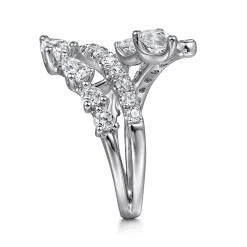 Gabriel & Co. 18K White Gold Diamond Double Row Bypass Ladies Ring