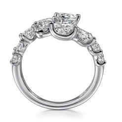 Gabriel & Co. 18K White Gold Diamond Double Row Bypass Ladies Ring