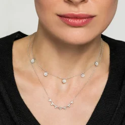 Outlet Gabriel & Co. 14K White Gold Diamond Droplet Link Necklace
