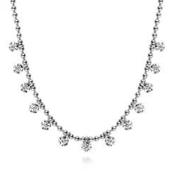 Hot Gabriel & Co. 14K White Gold Diamond Drop Station Necklace