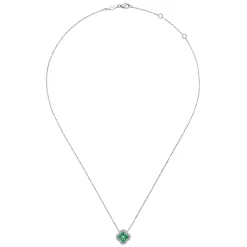 Online Gabriel & Co. 14K White Gold Diamond Emerald Clover Pendant Necklace